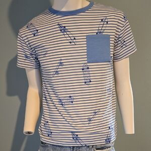 Cat & Jack Striped T-Shirt with Skateboard Print